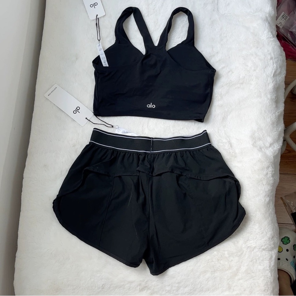ALO Yoga Sports Tank and Shorts Set in Black
